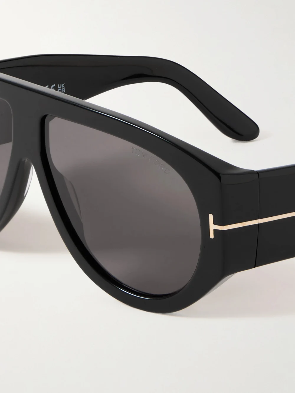 Close-up detail of the Tom Ford Bronson Aviator-style Acetate Sunglasses