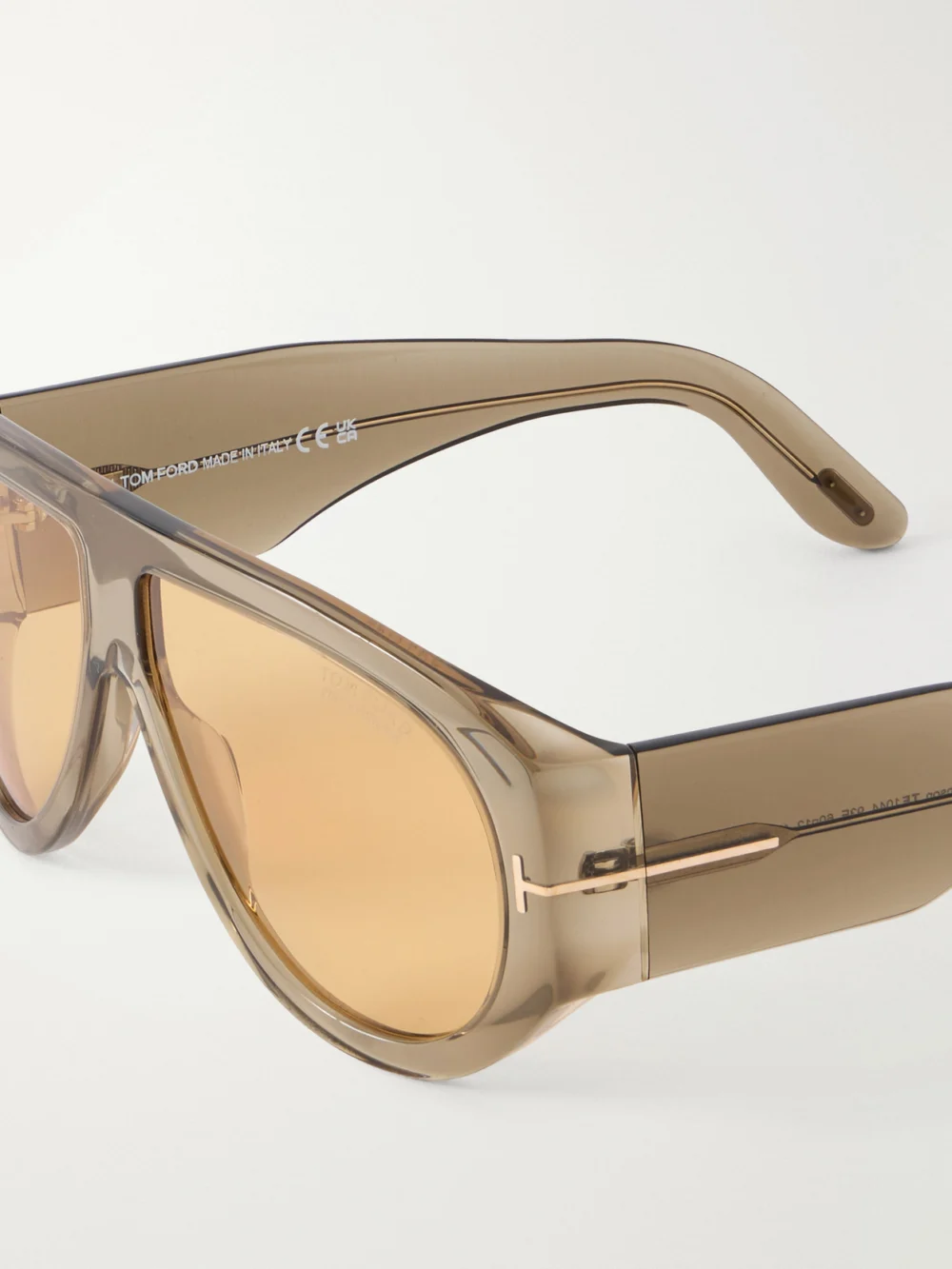 Close-up detail of the Tom Ford Bronson D-frame Tortoiseshell Acetate Sunglasses
