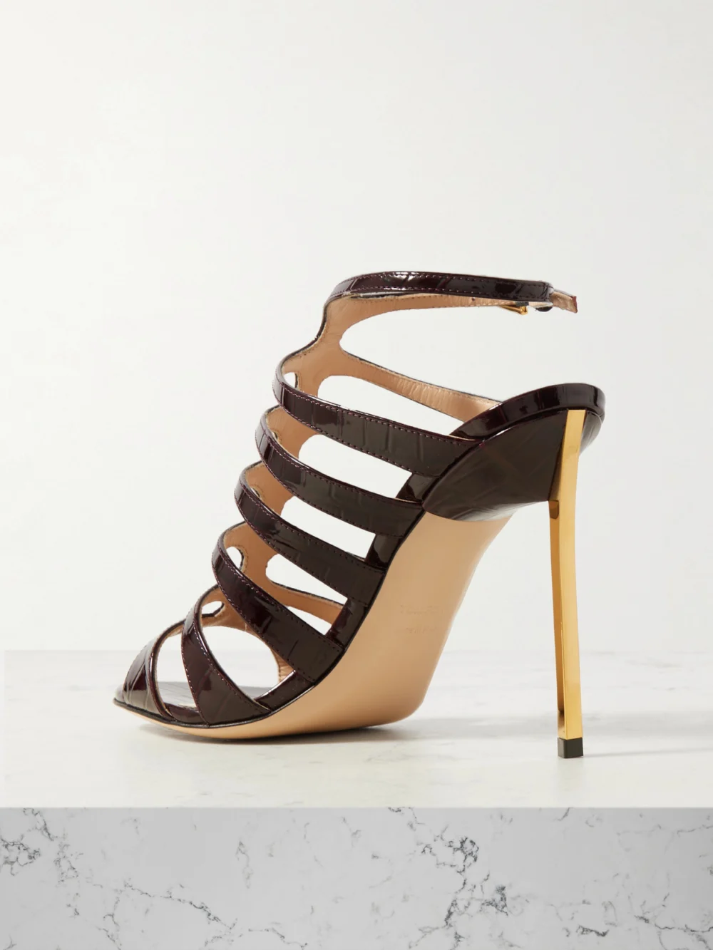 Back view of the Tom Ford Carine Croc-effect Patent-leather Sandals