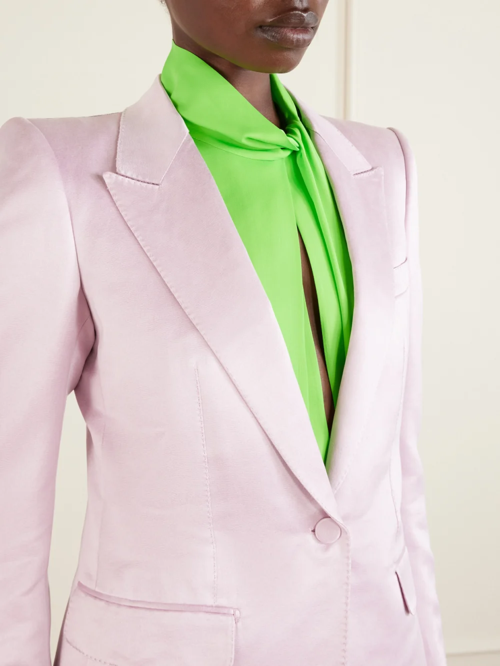 Close-up detail of the Tom Ford Cotton and Silk-blend Duchesse-satin Blazer