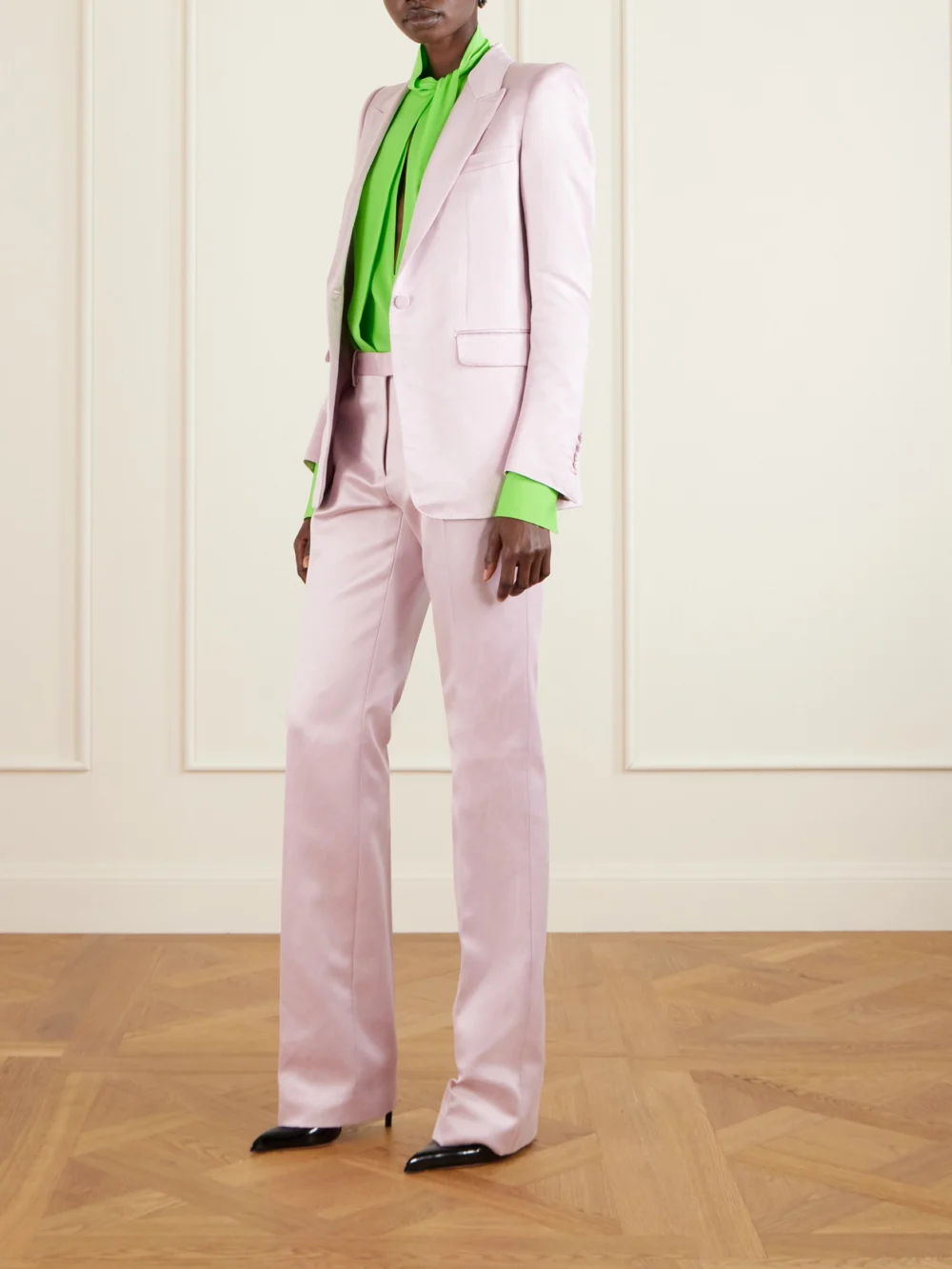 Tom Ford Cotton and Silk-blend Duchesse-satin Blazer, worn by a model