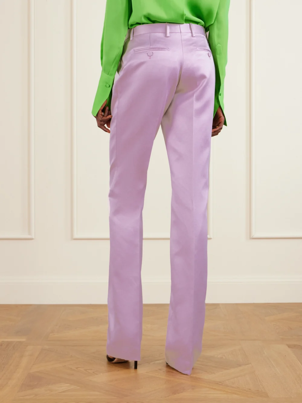 Back view of the Tom Ford Cotton and Silk-blend Duchesse Satin Straight-leg Pants