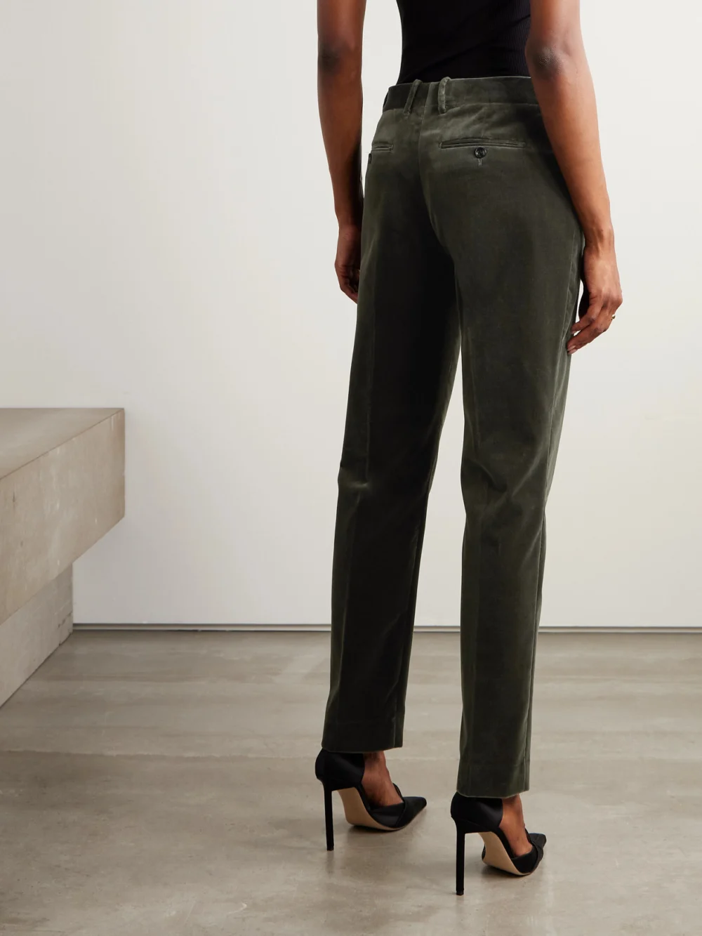 Back view of the Tom Ford Cotton-blend Velvet Straight-leg Pants