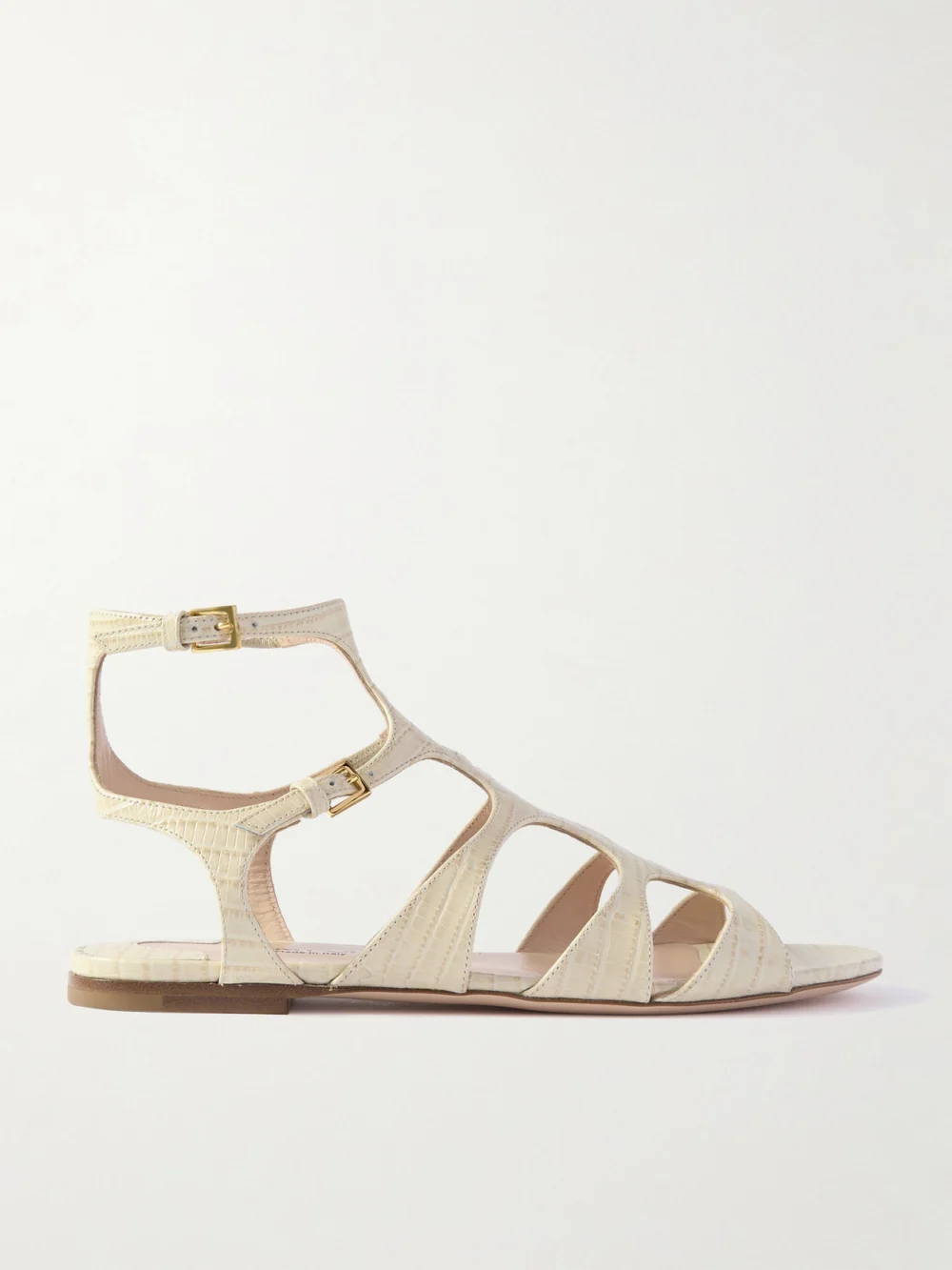 Tom Ford Croc-effect Leather Sandals in ivory