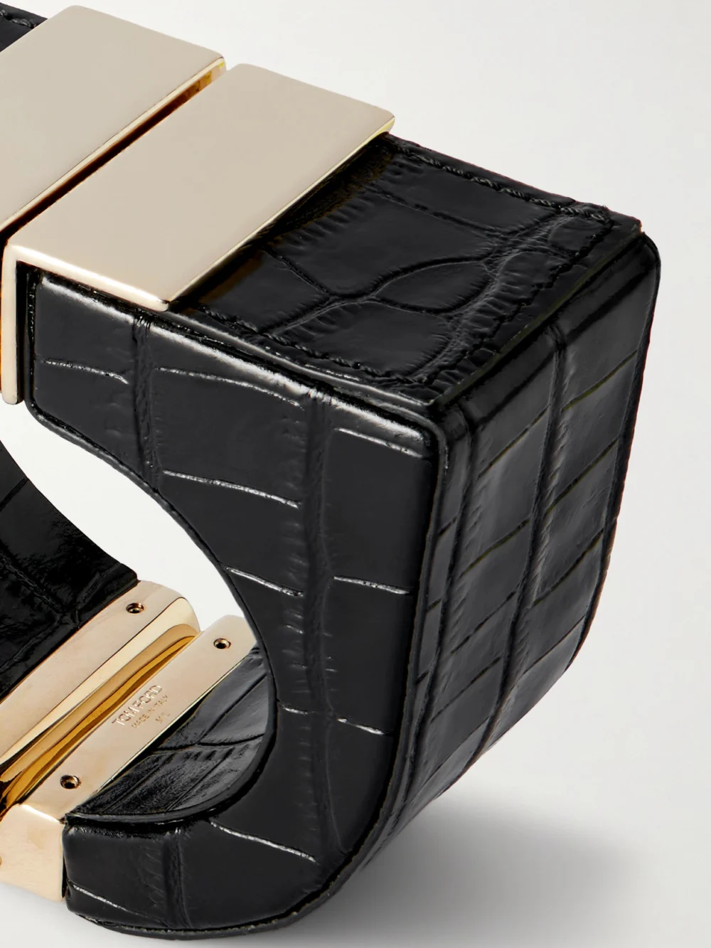Close-up detail of the Tom Ford Croc-effect Patent-leather Cuff