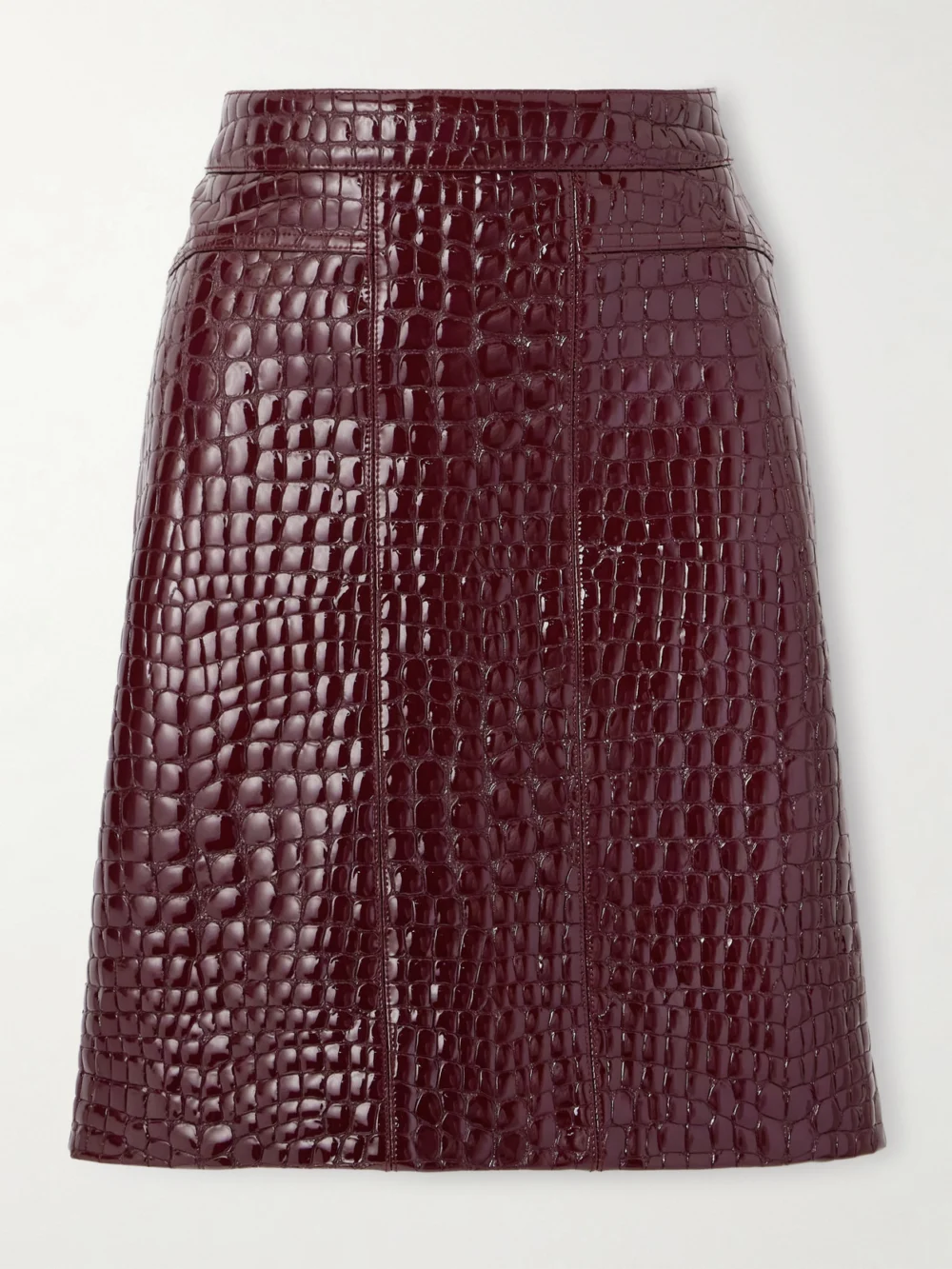Tom Ford Croc-effect Patent-leather Skirt in burgundy