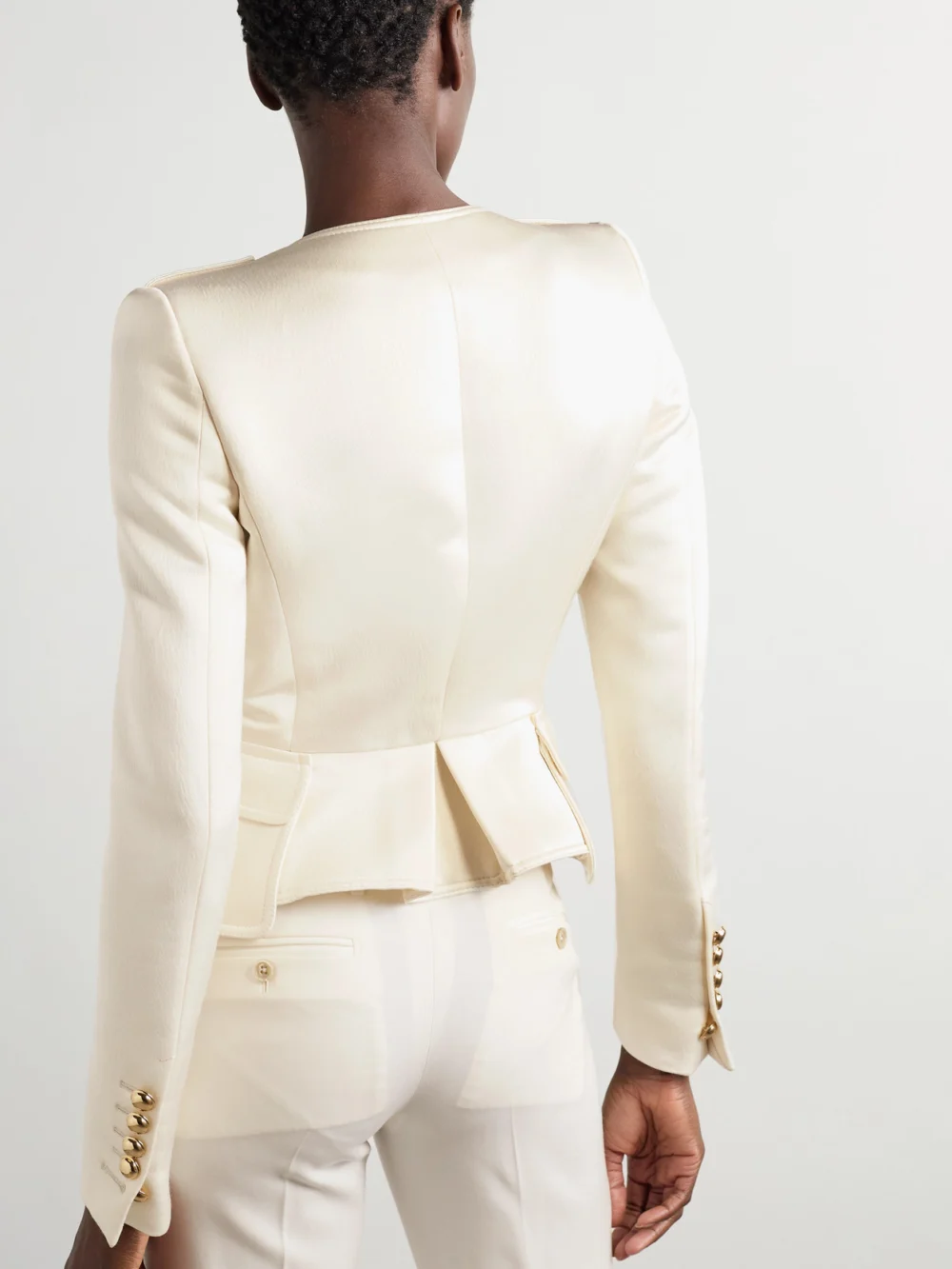 Back view of the Tom Ford Cropped Wool-blend Faille Jacket
