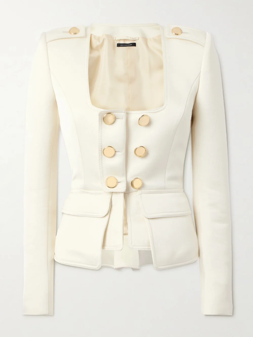 Tom Ford Cropped Wool-blend Faille Jacket in off-white