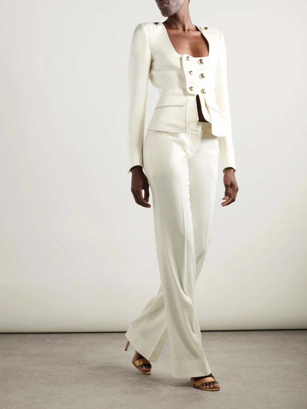 Tom Ford Cropped Wool-blend Faille Jacket, worn by a model