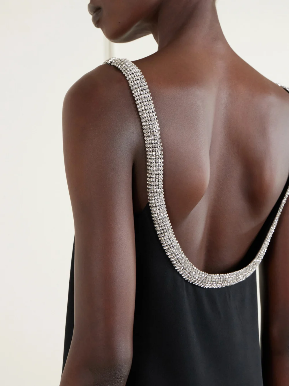 Close-up detail of the Tom Ford Crystal-embellished Satin-crepe Gown