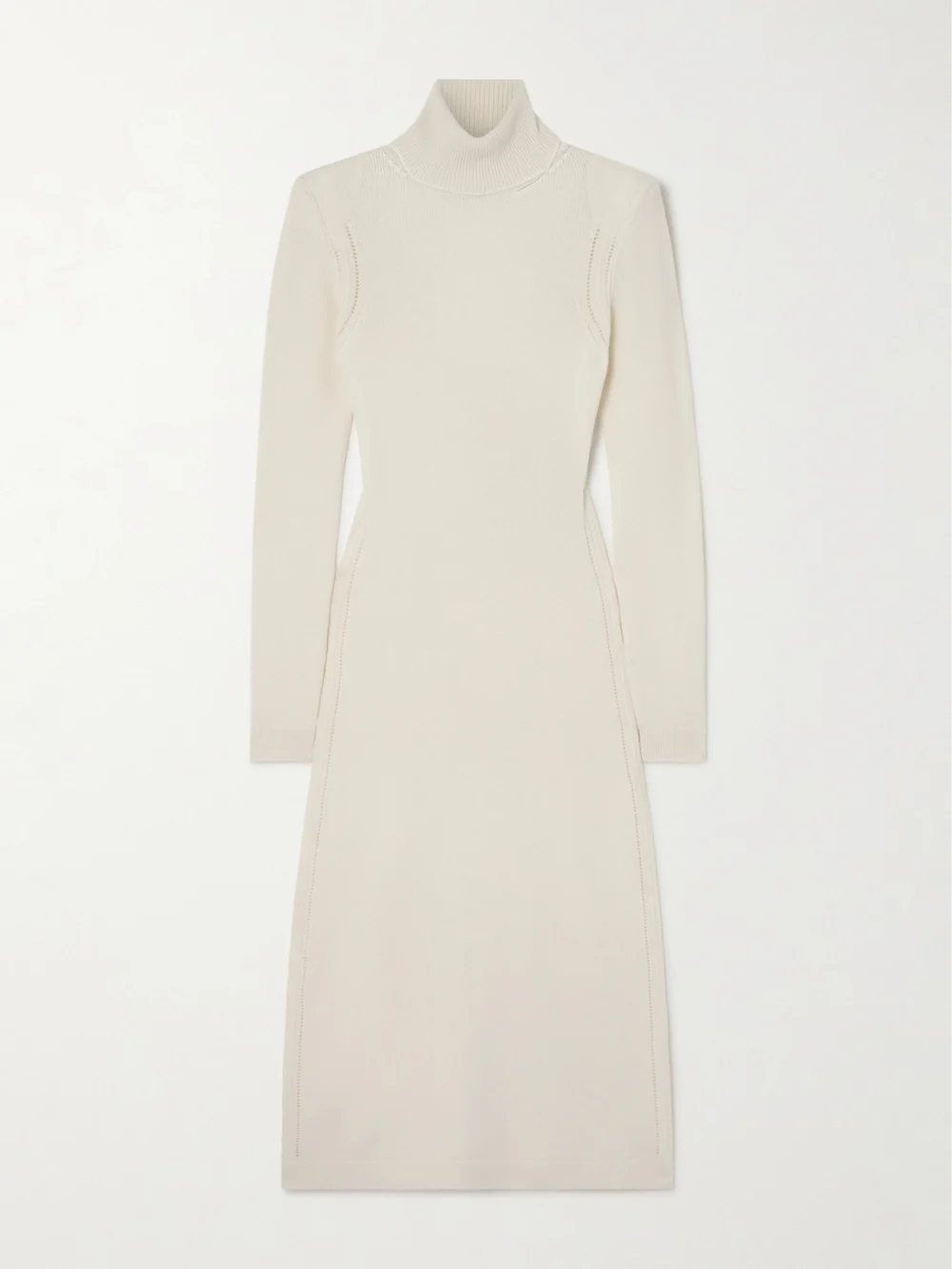 Tom Ford Cutout Cashmere Turtleneck Midi Dress in off-white