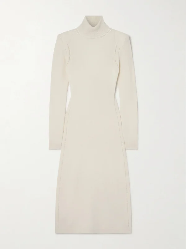 Tom Ford Cutout Cashmere Turtleneck Midi Dress