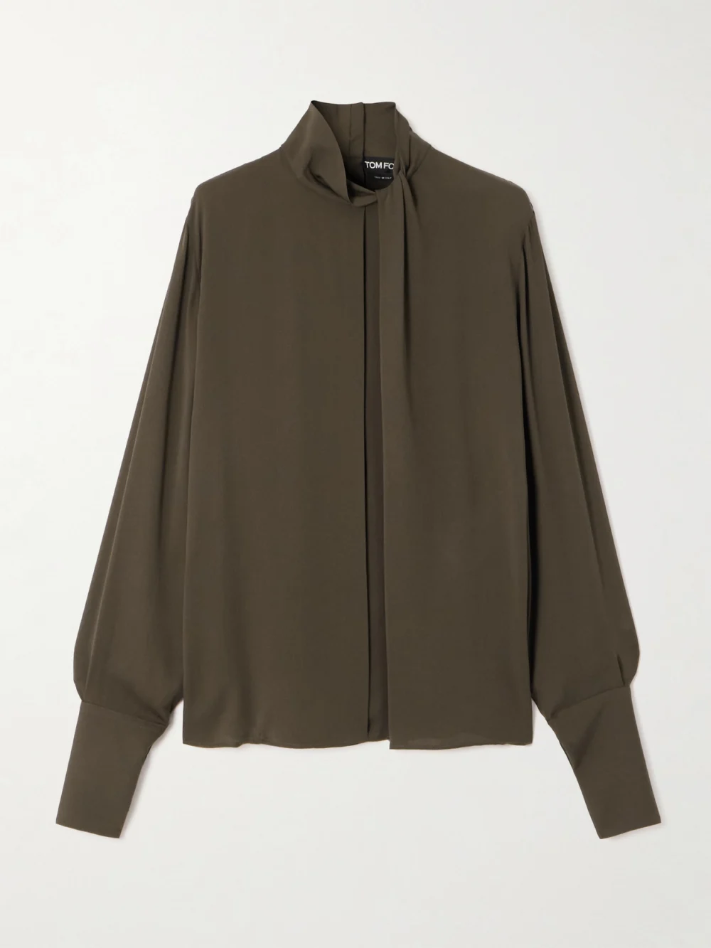 Tom Ford Cutout Draped Pleated Silk-georgette Blouse in brown