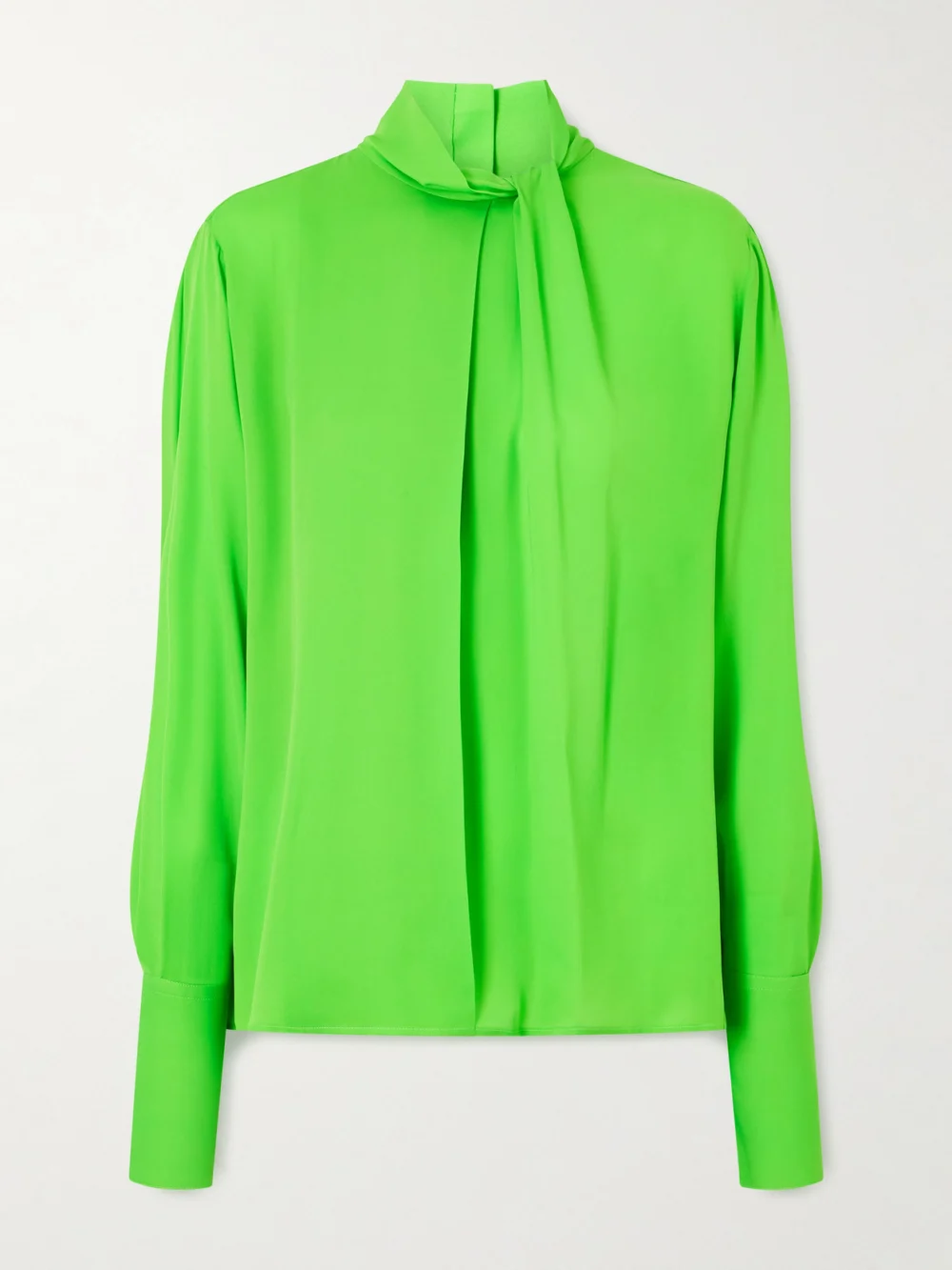 Tom Ford Cutout Draped Pleated Silk-georgette Blouse in green
