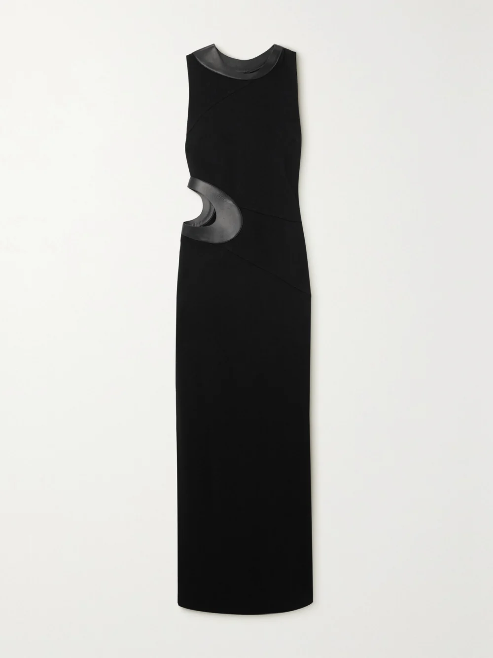 Tom Ford Cutout Leather-trimmed Crepe Gown in black