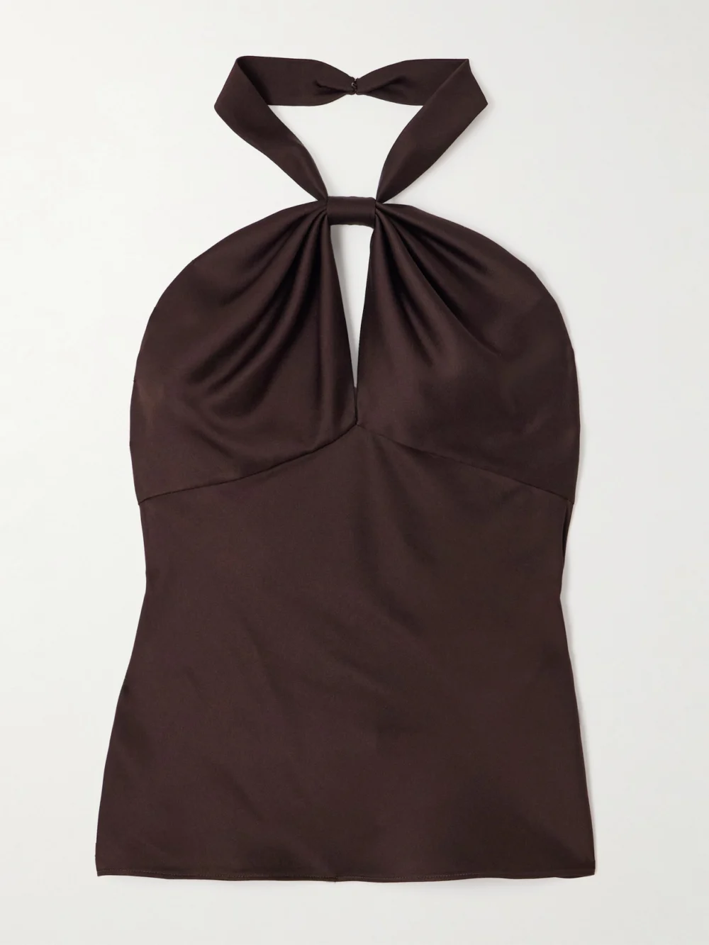 Tom Ford Cutout Satin-crepe Halterneck Top in dark brown