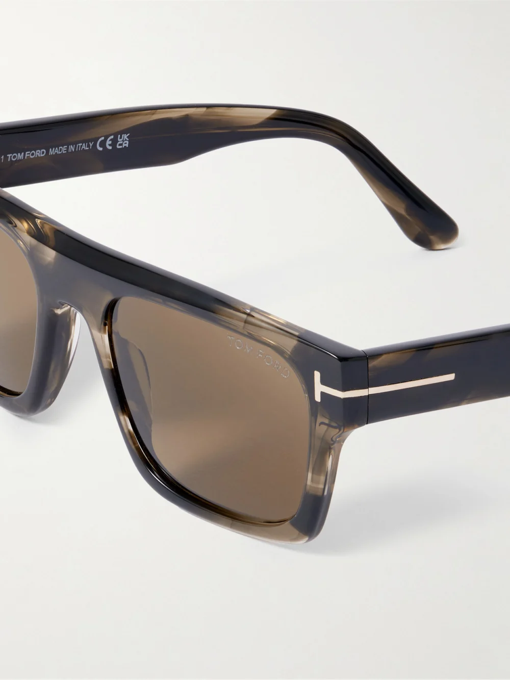 Close-up detail of the Tom Ford Cyrus Square-frame Tortoiseshell Acetate Sunglasses