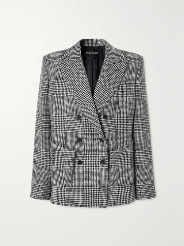 Tom Ford Double-breasted Checked Wool-tweed Blazer