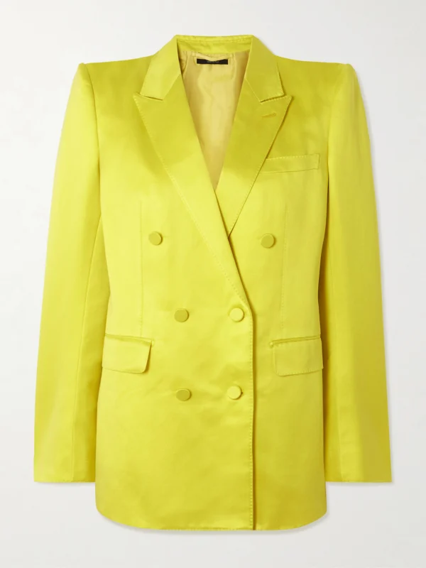 Tom Ford Double-breasted Cotton and Silk-blend Hammered-satin Blazer