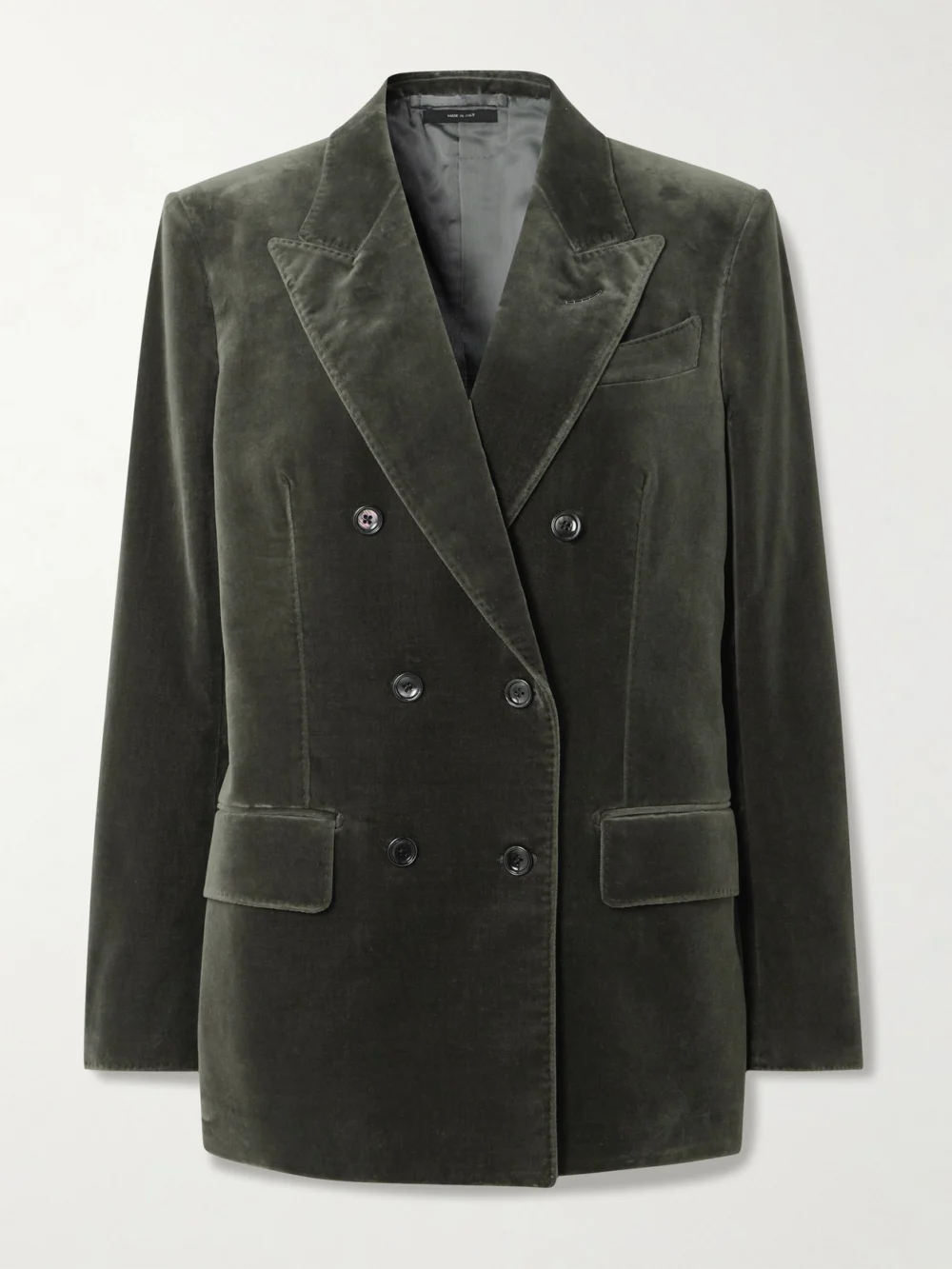 Tom Ford Double-breasted Cotton-blend Velvet Blazer in gray