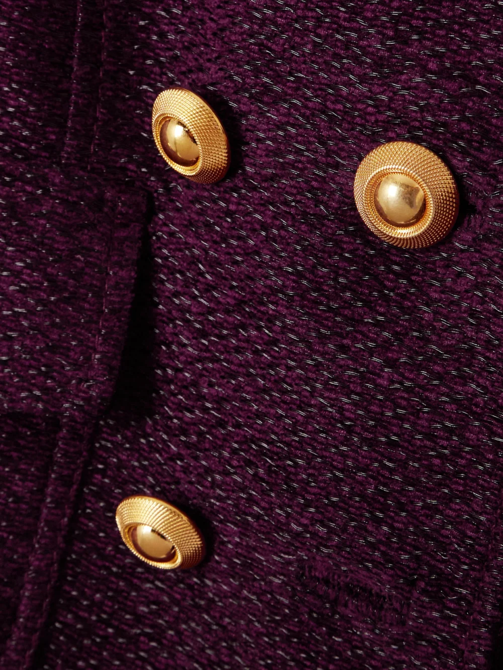 Close-up detail of the Tom Ford Double-breasted Metallic Tweed Jacket