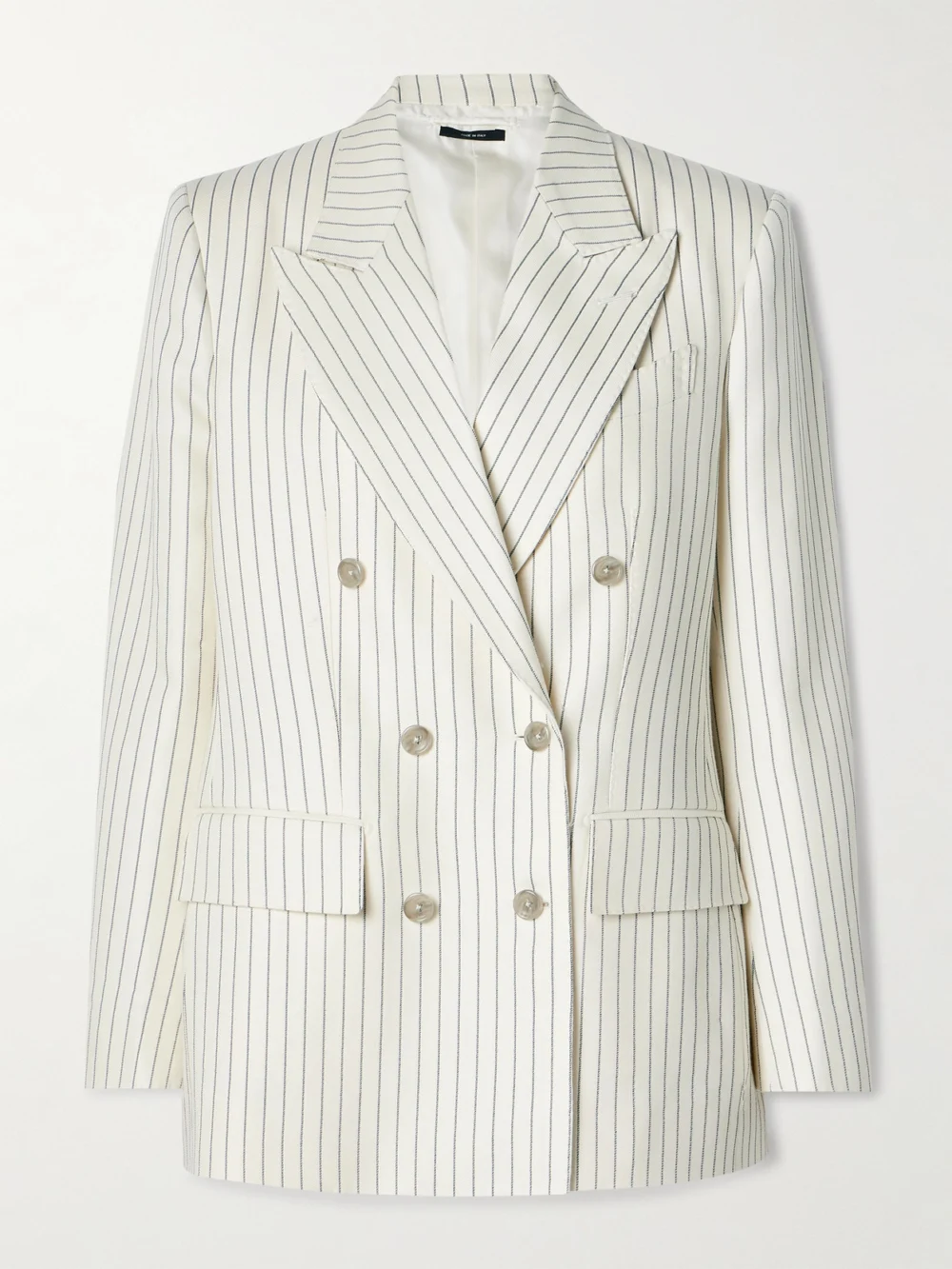 Tom Ford Double-breasted Pinstripe Wool-blend Twill Blazer in white