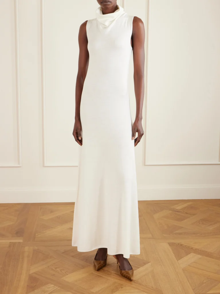 Tom Ford Draped Wool-blend Piqué Maxi Dress