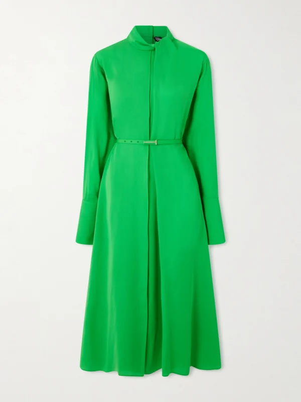 Tom Ford Embellished Belted Pleated Silk-georgette Midi Dress