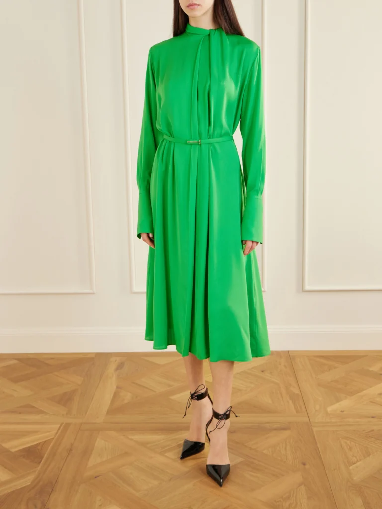 Tom Ford Embellished Belted Pleated Silk-georgette Midi Dress