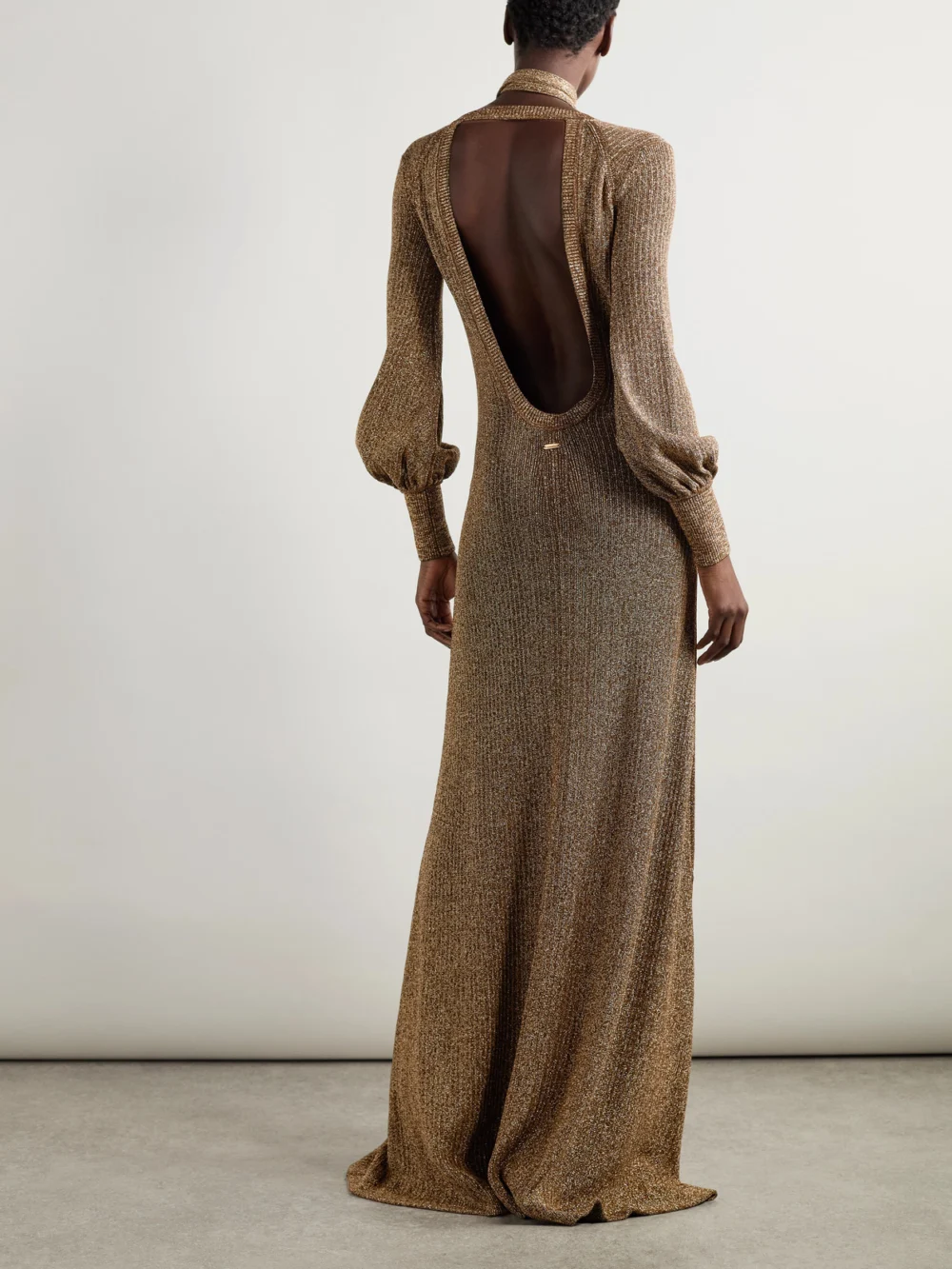 Back view of the Tom Ford Embellished Metallic Jersey Maxi Dress