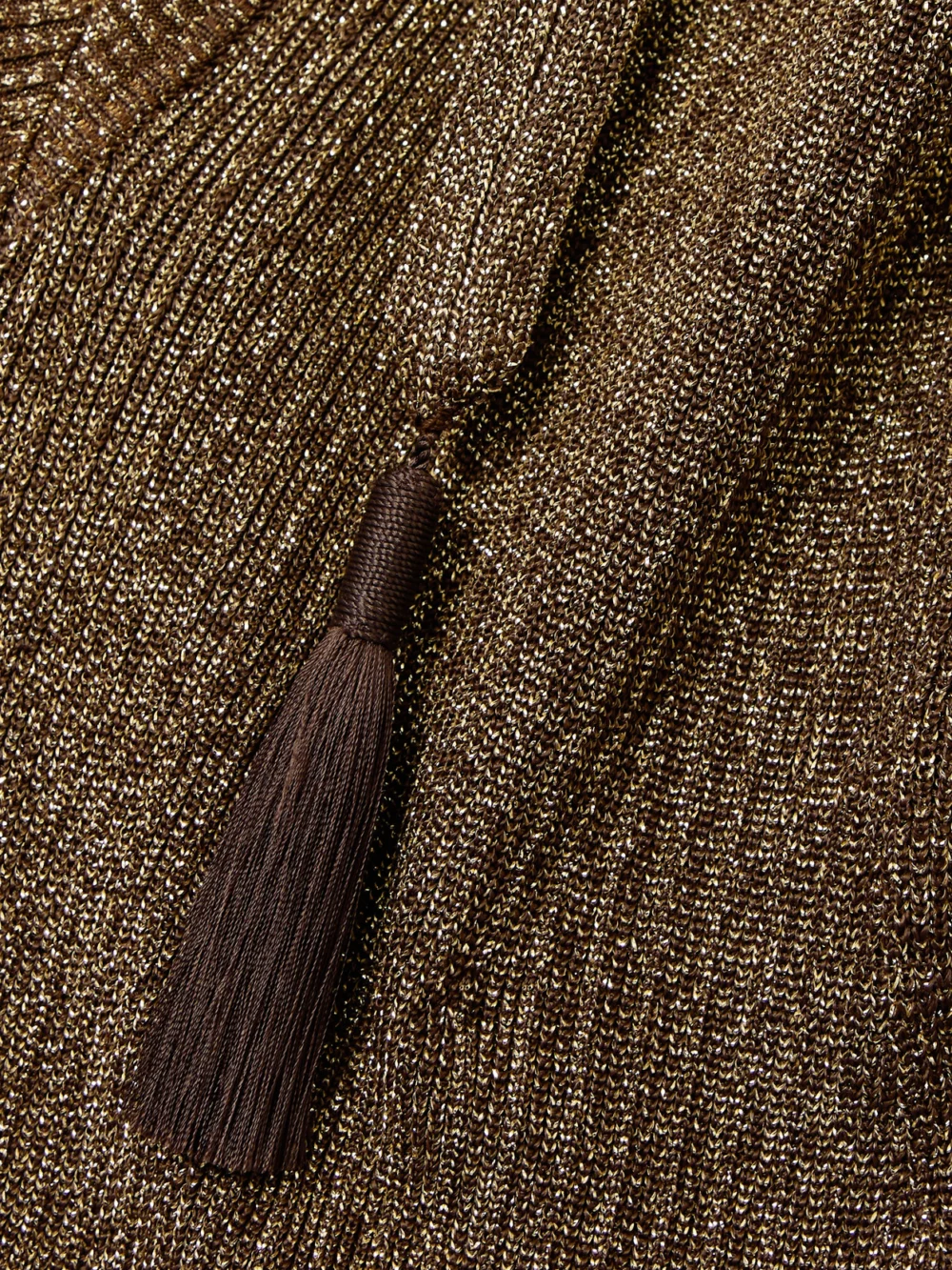 Close-up detail of the Tom Ford Embellished Metallic Jersey Maxi Dress