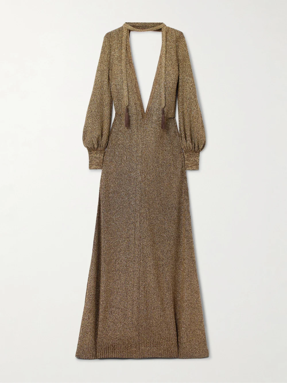 Tom Ford Embellished Metallic Jersey Maxi Dress in gold