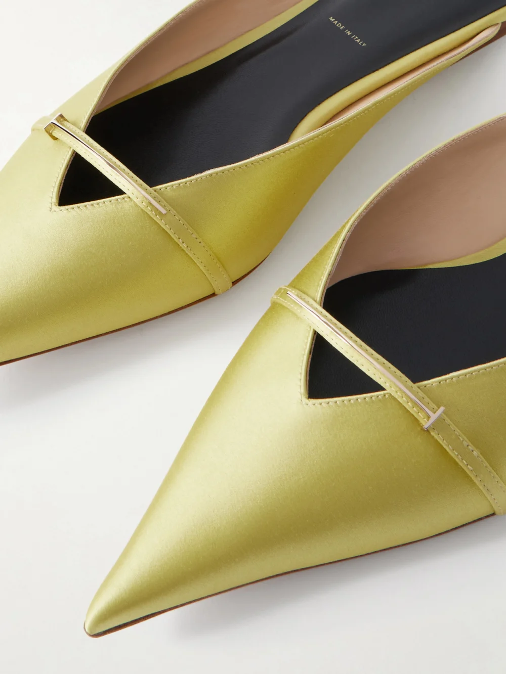 Close-up detail of the Tom Ford Embellished Satin Slippers