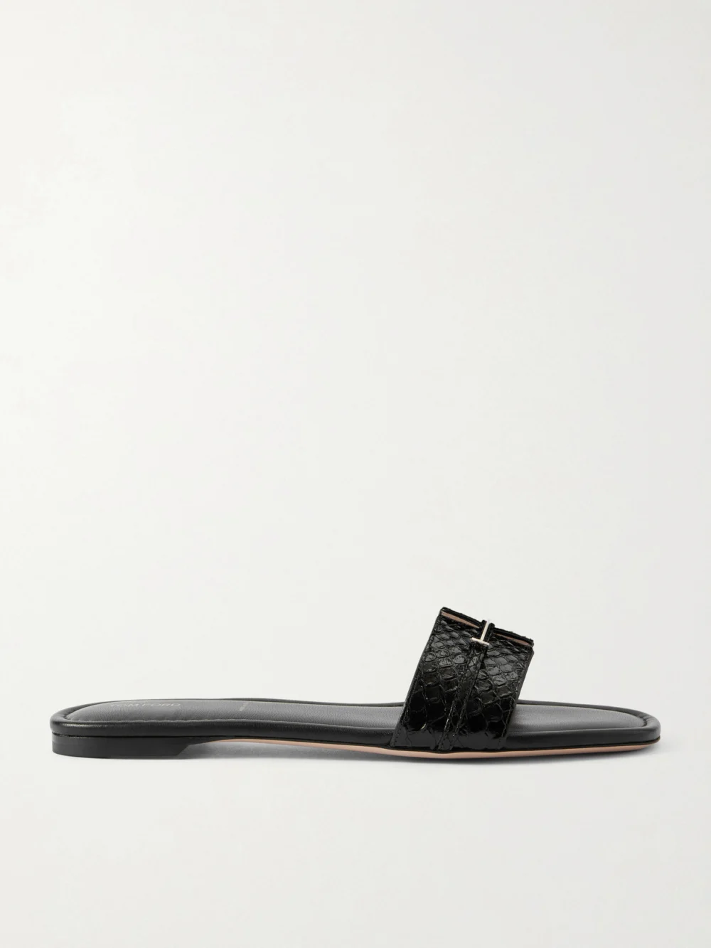 Tom Ford Embellished Snake-effect Leather Slides in black