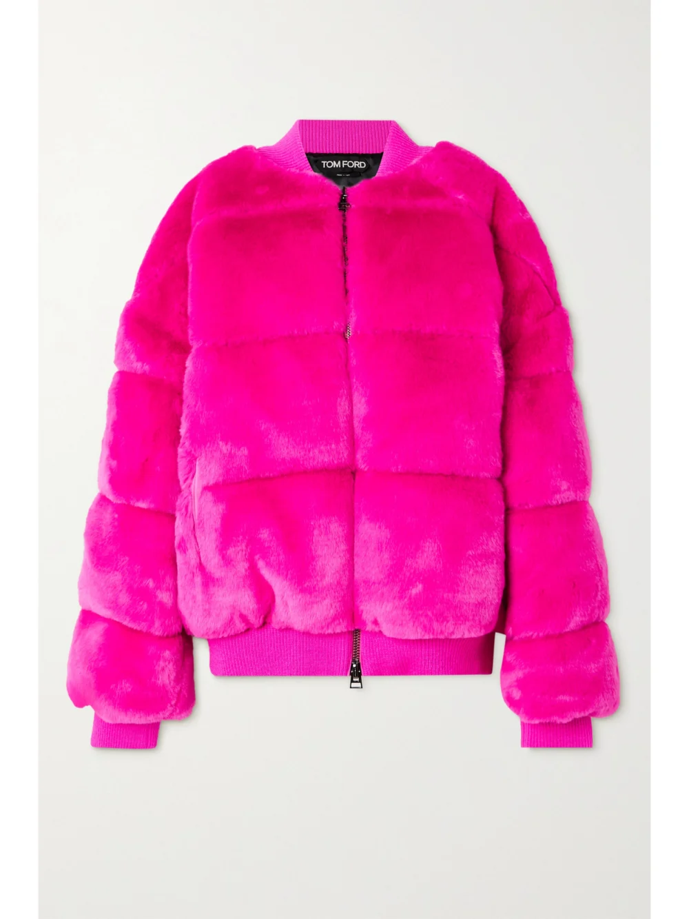Tom Ford Faux Fur Down Bomber Jacket in pink