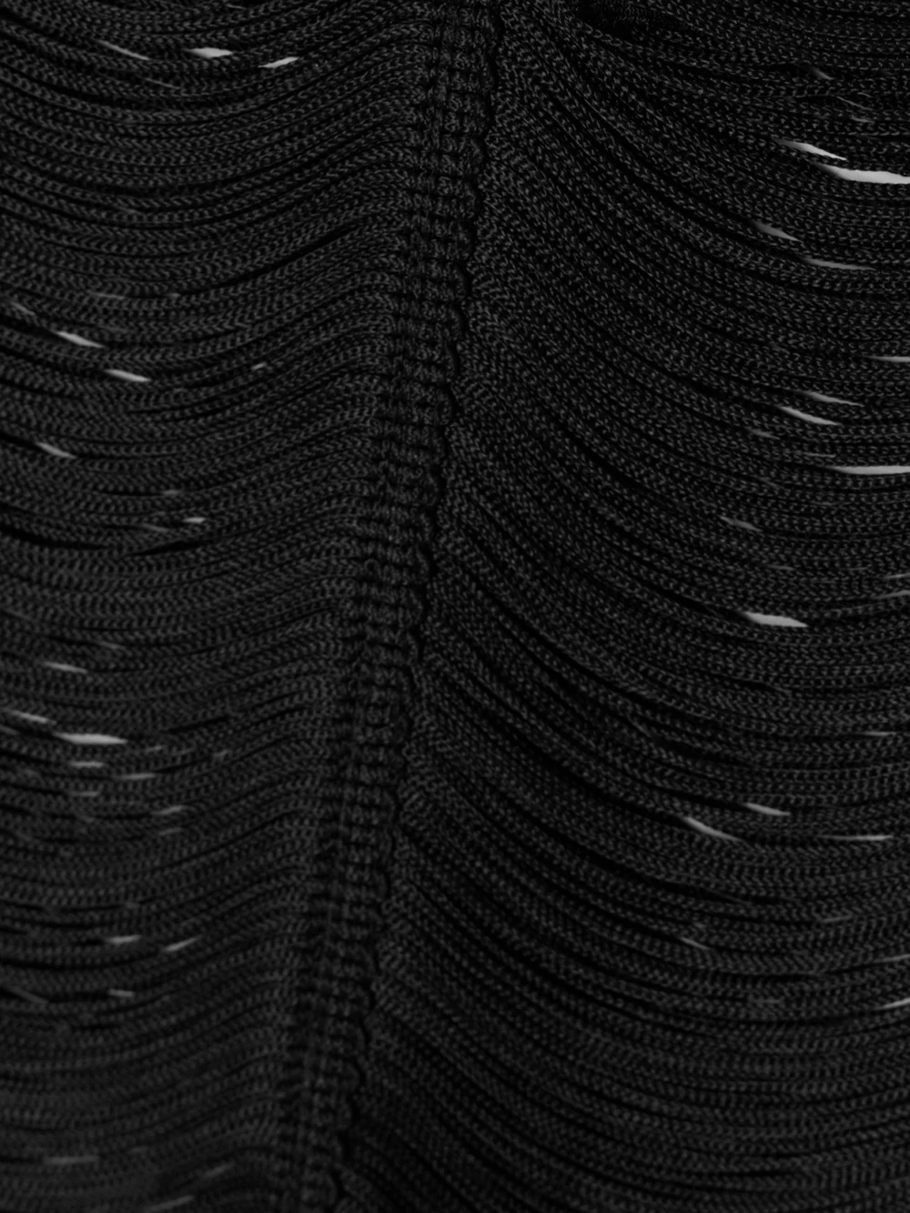 Close-up detail of the Tom Ford Fringed Open-knit Midi Skirt