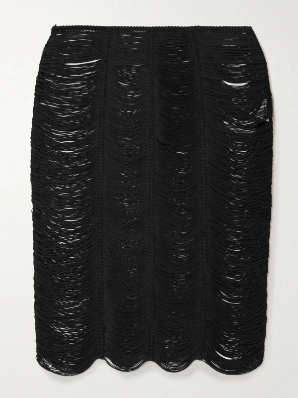 Tom Ford Fringed Open-knit Midi Skirt
