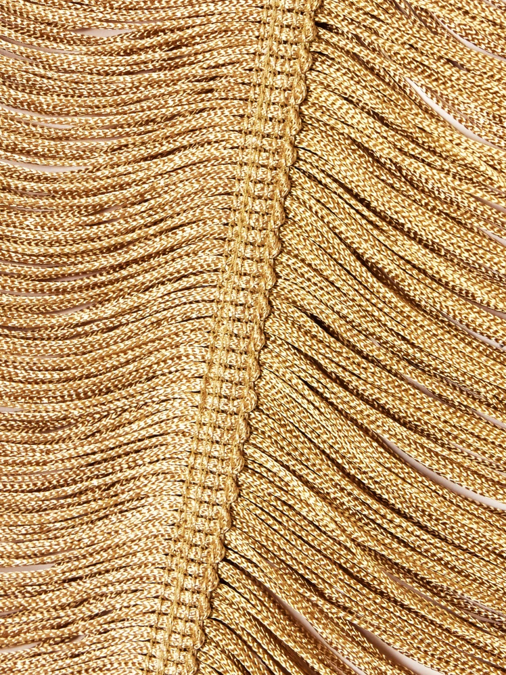 Close-up detail of the Tom Ford Fringed Open-knit Midi Skirt