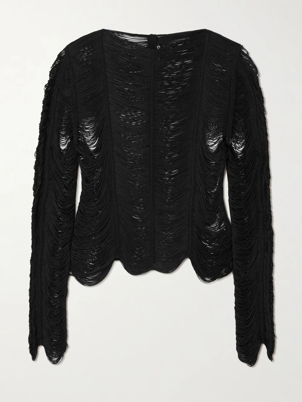Tom Ford Fringed Open-knit Top in black