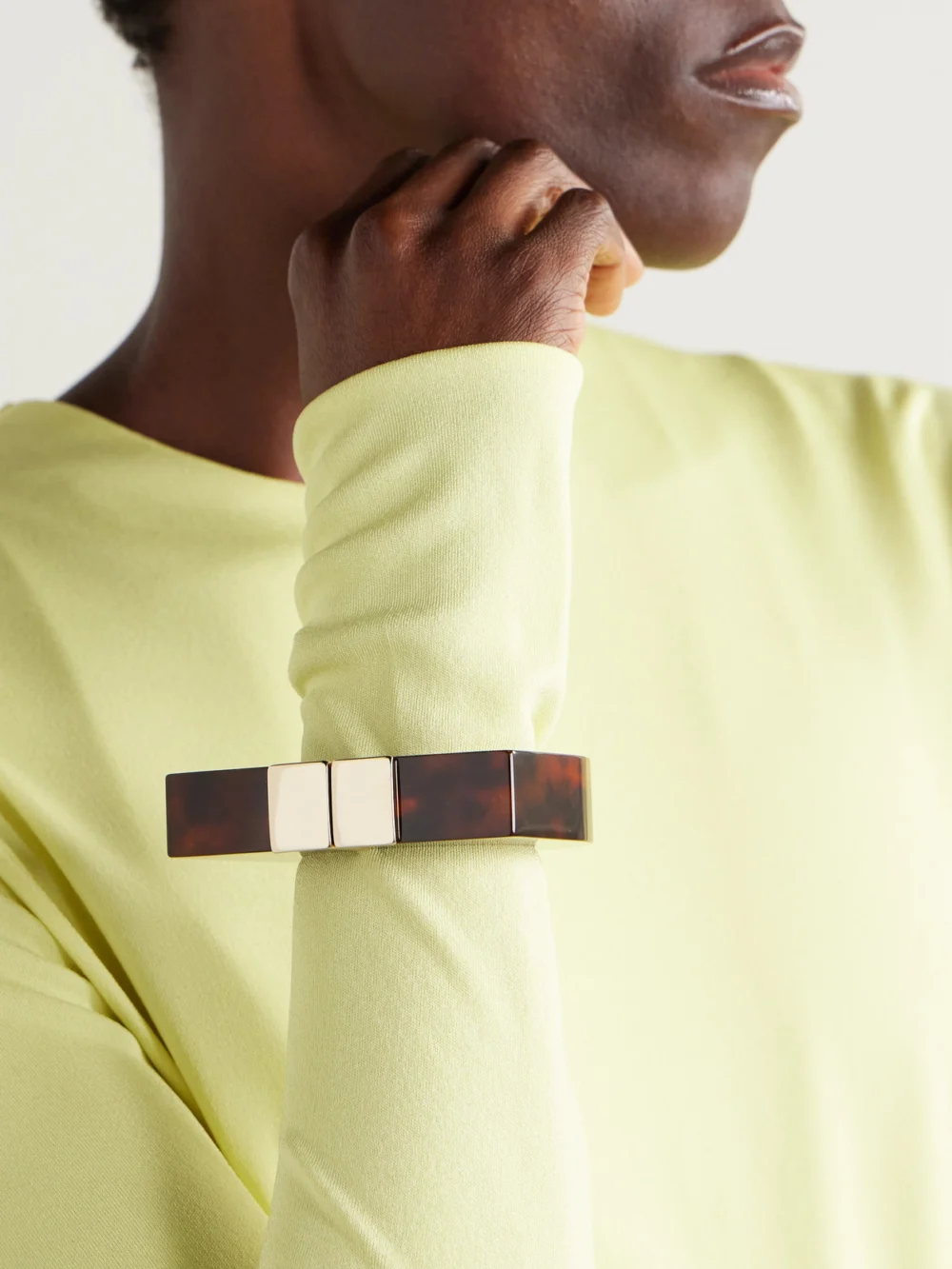 Tom Ford Gold-tone and Tortoiseshell Plexiglas® Cuff, styled view