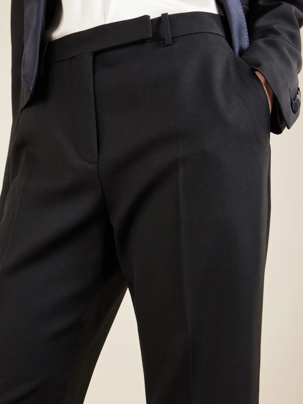 Close-up detail of the Tom Ford Grain De Poudre Wool Straight-leg Pants