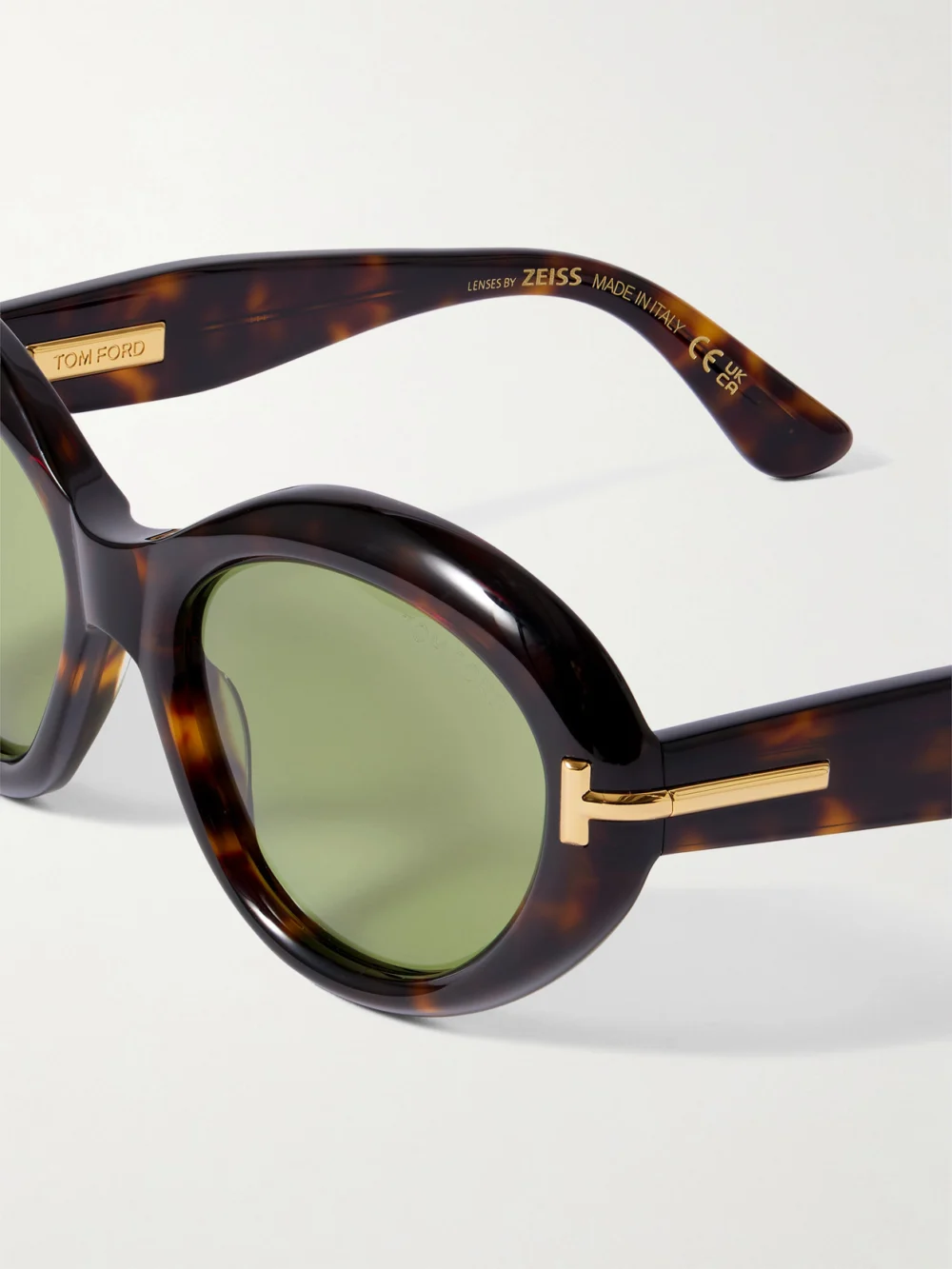 Close-up detail of the Tom Ford Icon Cat-eye Tortoiseshell Acetate Sunglasses