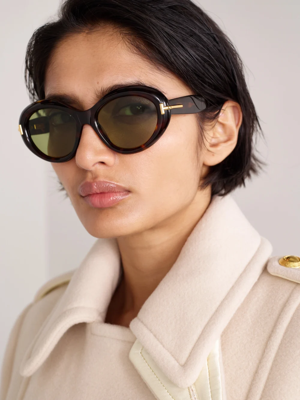 Tom Ford Icon Cat-eye Tortoiseshell Acetate Sunglasses, styled view