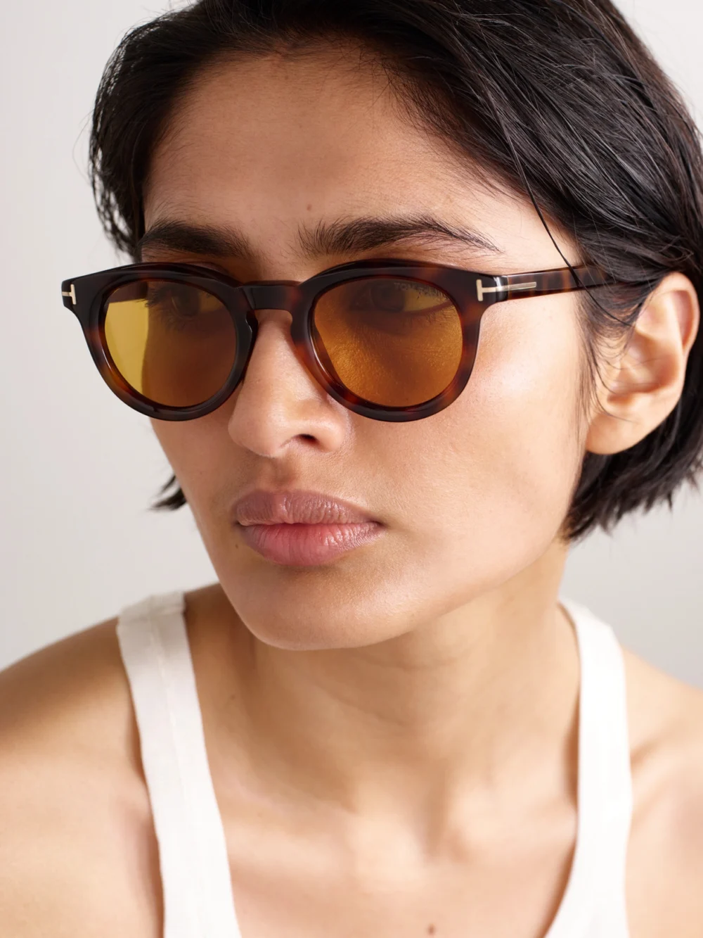 Tom Ford Icon Round-frame Tortoiseshell Acetate Sunglasses, styled view
