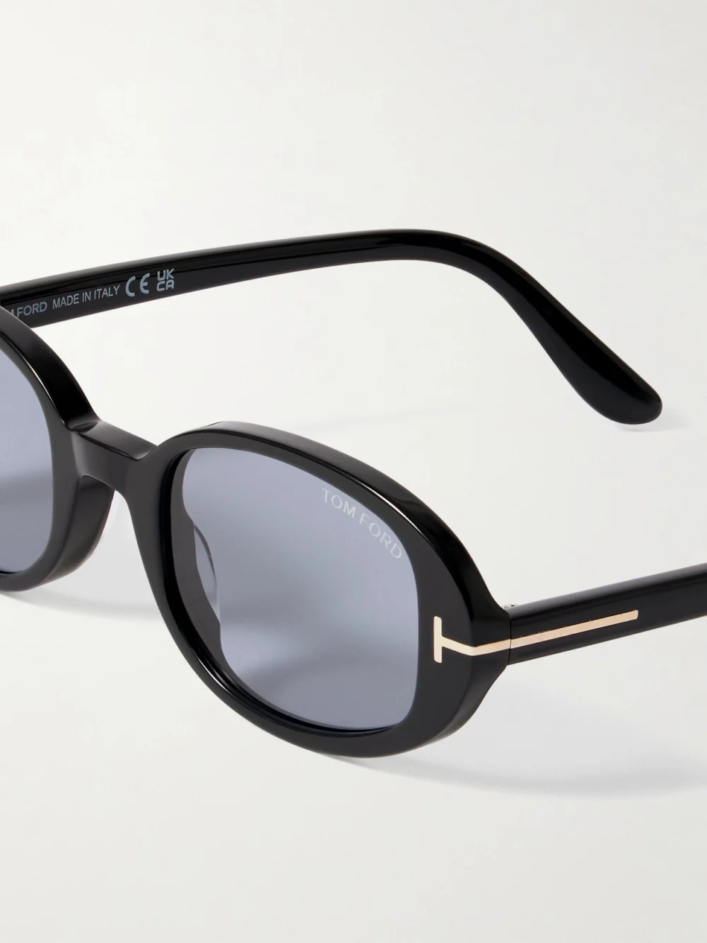 Close-up detail of the Tom Ford Iggy Oval-frame Acetate Sunglasses