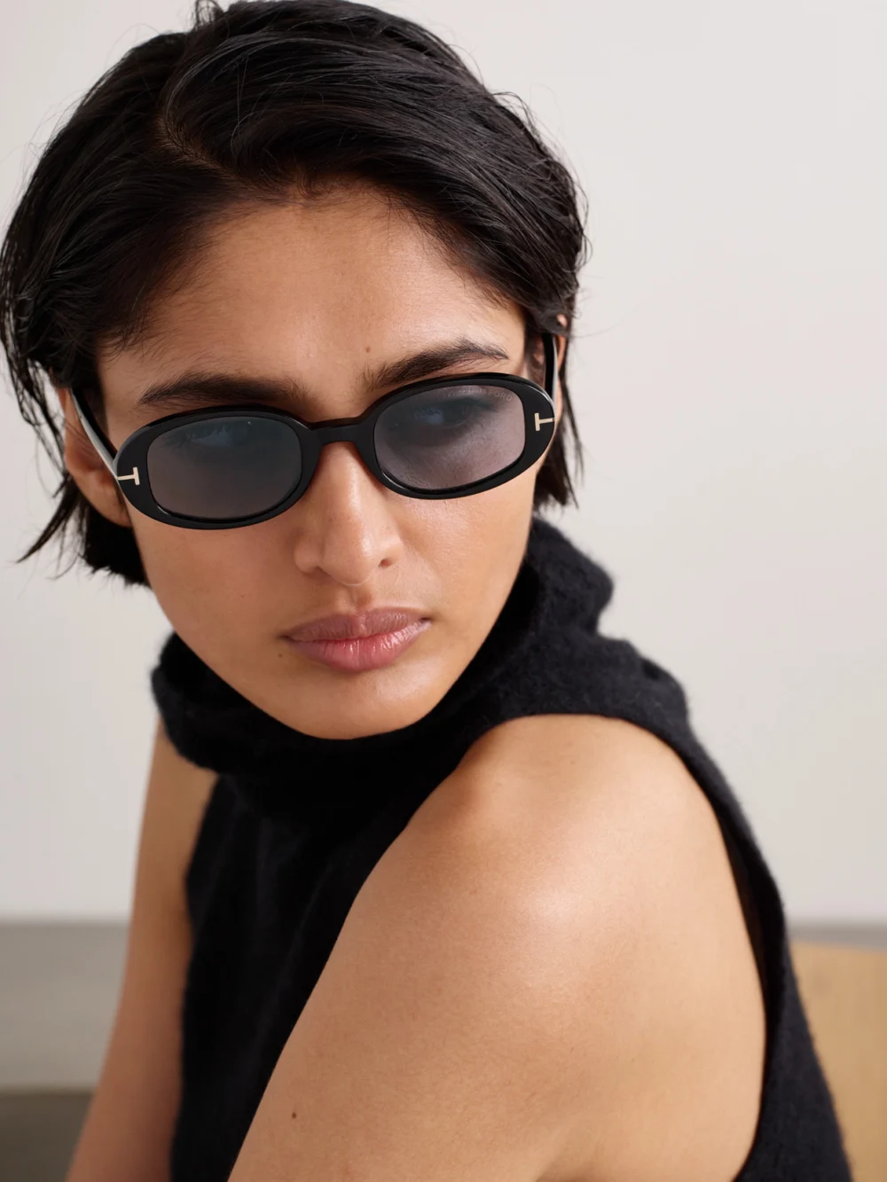 Tom Ford Iggy Oval-frame Acetate Sunglasses, styled view