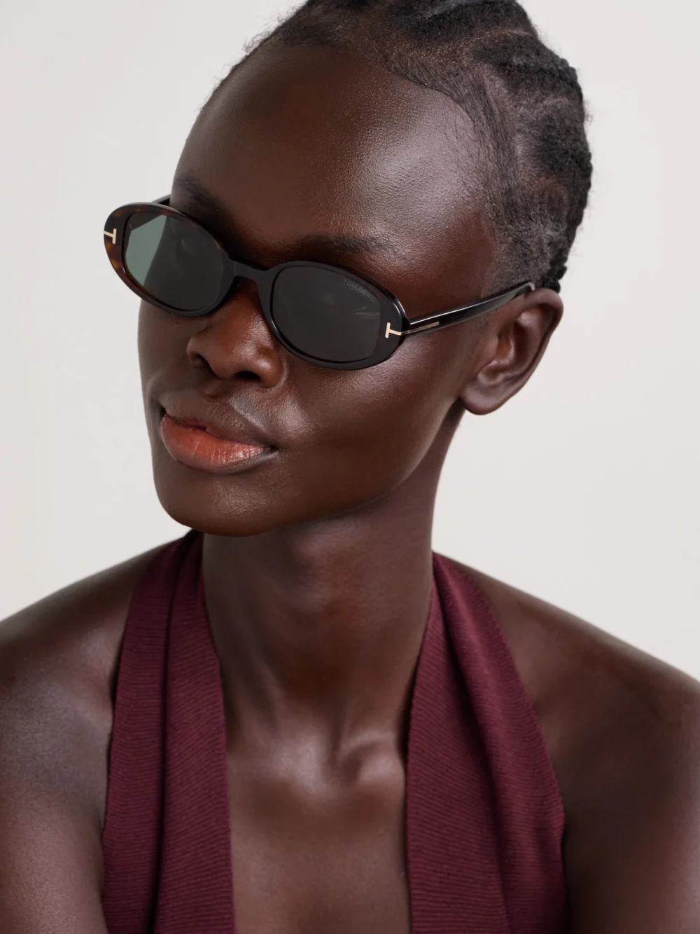 Tom Ford Iggy Oval-frame Tortoiseshell Acetate Sunglasses, styled view