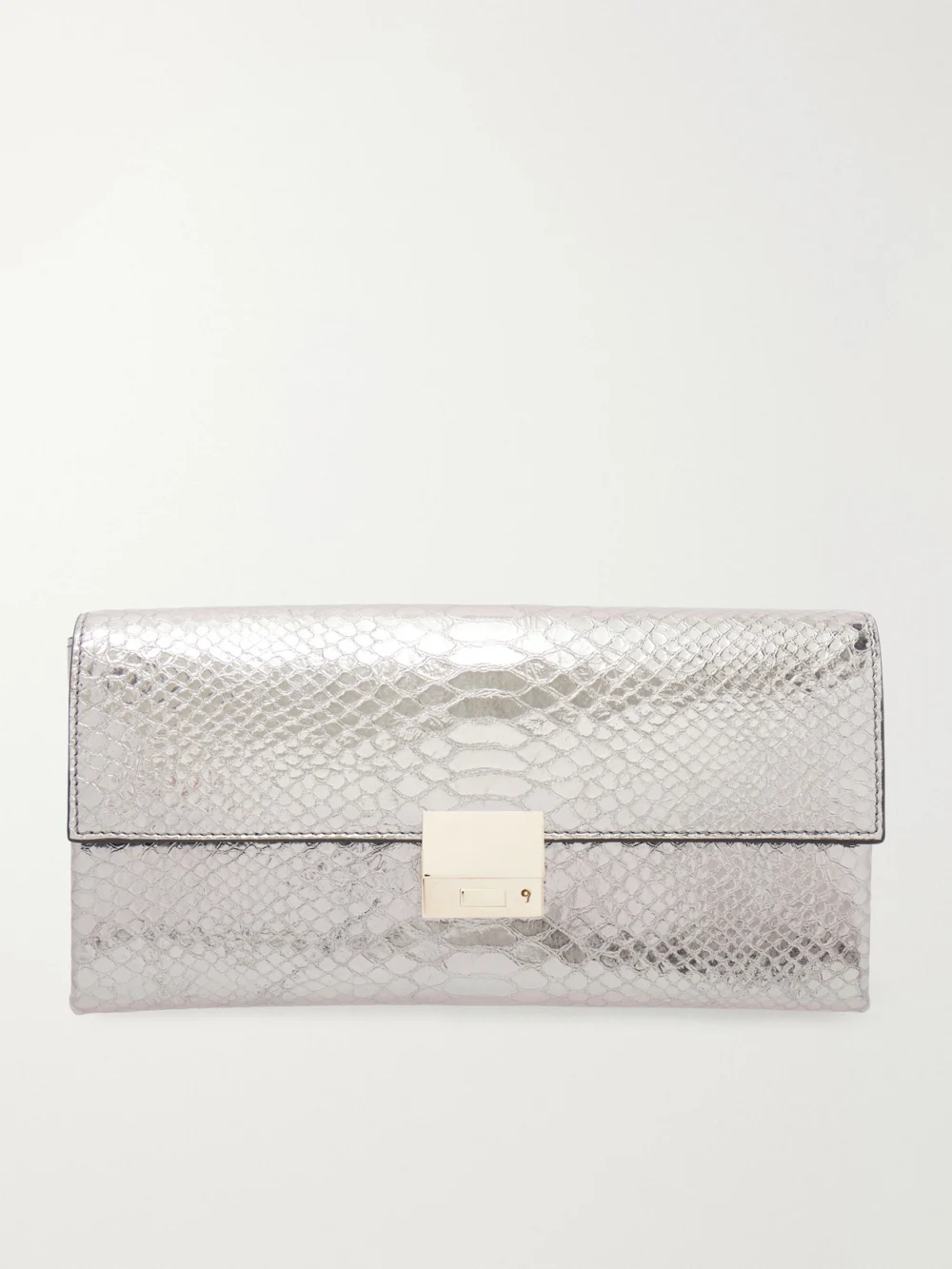 Tom Ford Jean Metallic Snake-effect Leather Clutch in silver