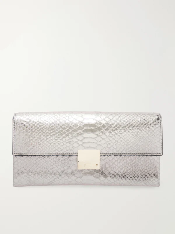 Tom Ford Jean Metallic Snake-effect Leather Clutch