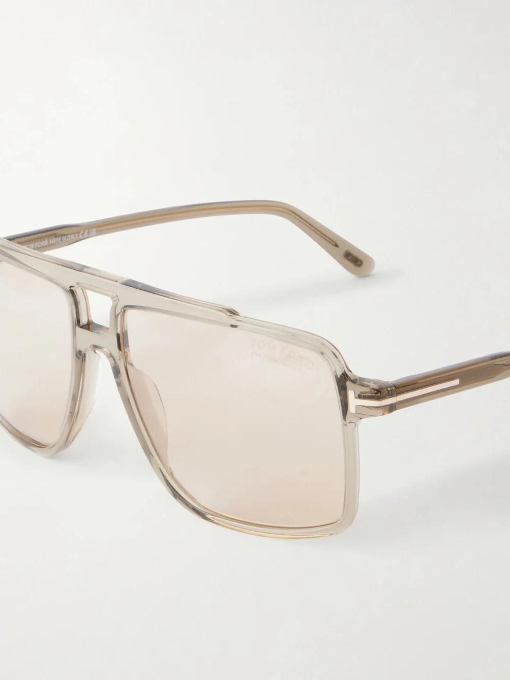 Close-up detail of the Tom Ford Kemp Aviator-style Acetate Sunglasses